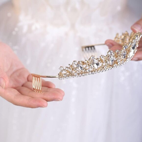 Women Crystal Tiara Crown Alloy Rhinestone Bridal Party Wedding Accessory main image 2